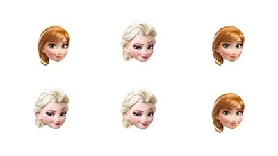 Paquete de 6 caretas Disney Frozen, producto de cartón con bandas elasticas