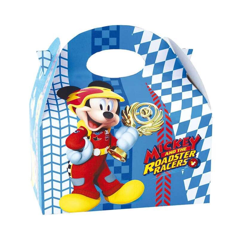 Pack 4 cajas de carton de la licencia Mickey y super pilotos, 16x10x18cms