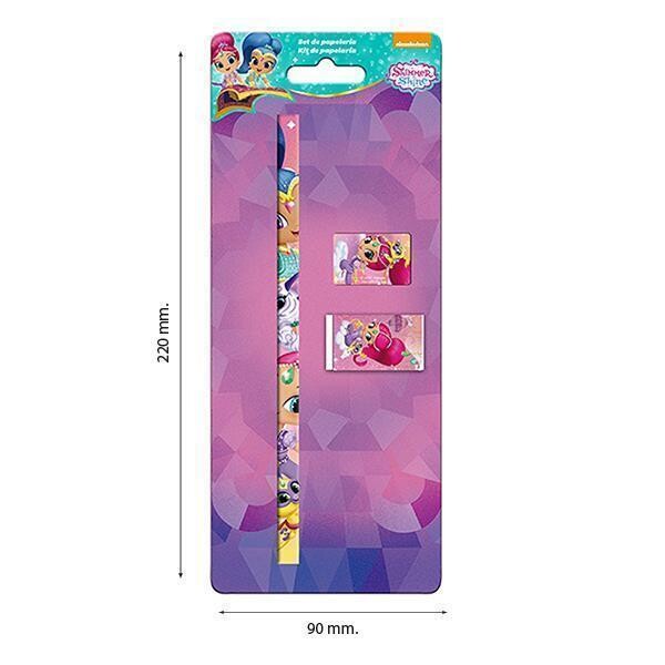 set Lapiz, goma y sacapuntas Shimmer and Shine, en blister