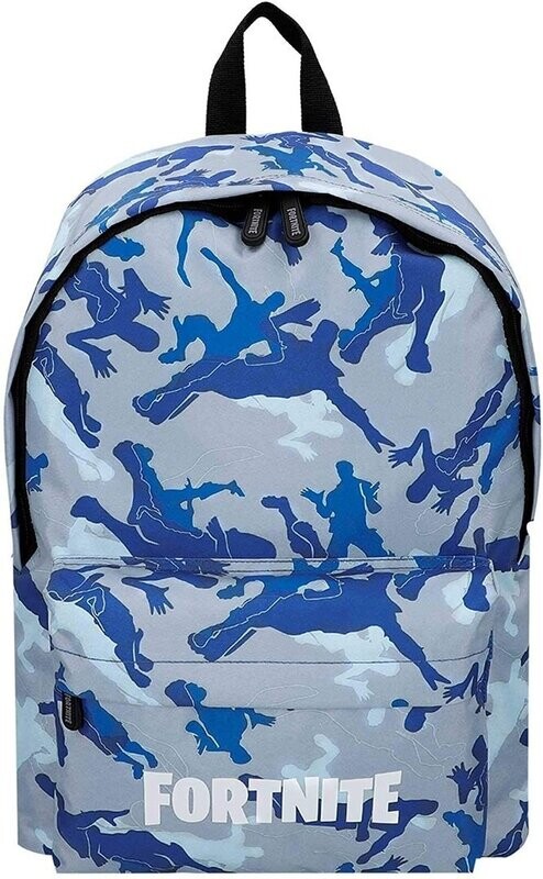 Mochila de la licencia oficial Fortnite, dimensiones: 43x31x18cm, mimetizado  azul gris