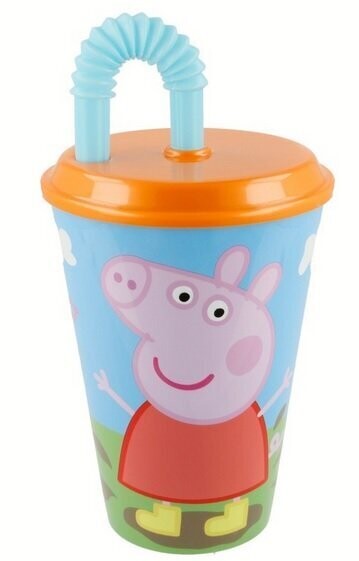 Vaso caña licencia oficial de Peppa pig 430 ml, producto de plastico libre de BPA