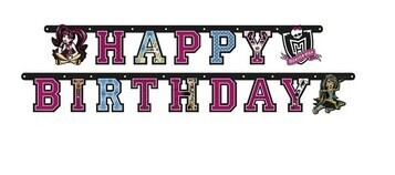 Guirnalda Happy Birthday (Feliz Cumpleaños) Monster High, producto de carton