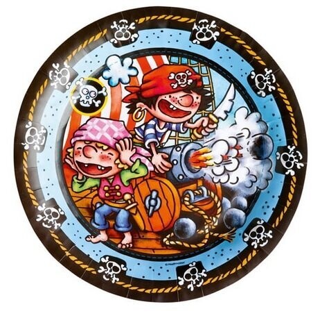 Pack 8 platos de cartón para fiesta, de cartón Piratas, 23cm,  ideal fiestas de cumpleaños