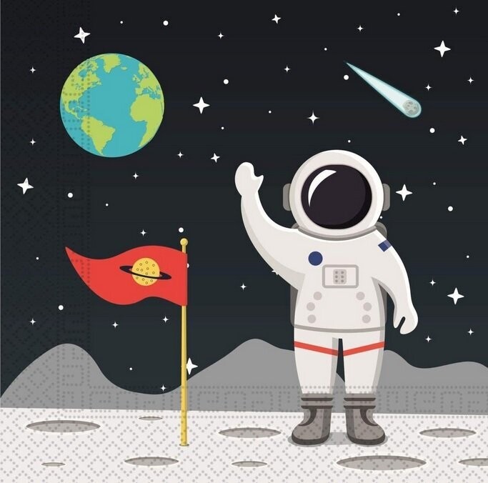 Pack de 20 servilletas de papel para fiestas de cumpleaños,  Astronauta espacio