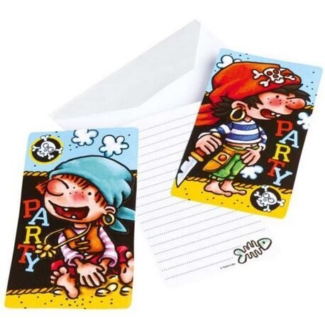 Pack 6 invitaciones Piratas