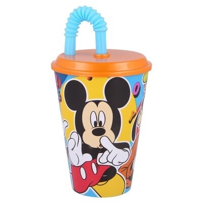 Vaso con caña licencia de Disney, Mickey mouse, producto de plastico libre de BPA