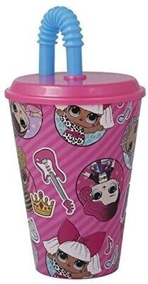 vaso con caña 430 ml Lol Surprise, producto de plastico libre de BPA