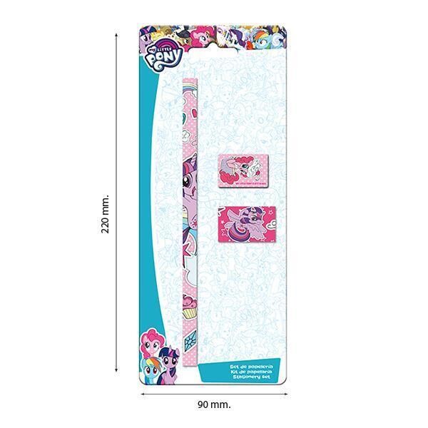 set Lapiz, goma y sacapuntas My little Pony, en blister