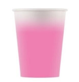 Pack 8 vasos de cartón para fiestas, 200ml rosa