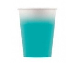 Pack 8 vasos de cartón para fiestas, 200ml verde turquesa