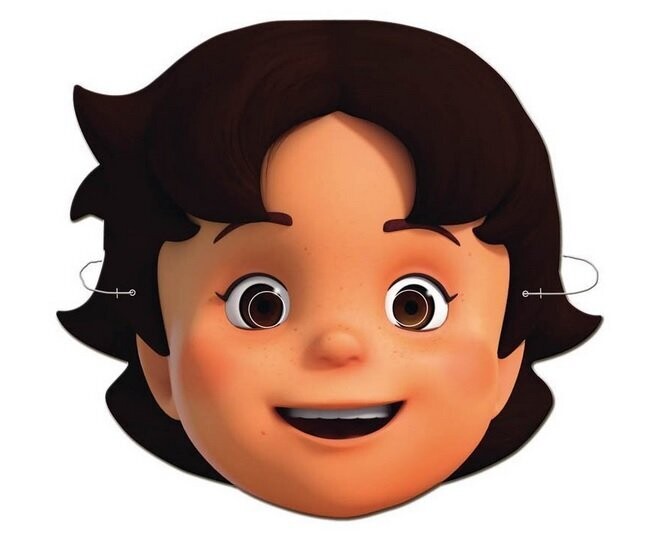 Pack 6 caretas Heidi, producto de cartón con bandas elasticas