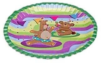 Pack 12 platos de cartón para fiesta, 18cm Osos, ideal para tarta de cumpleaños