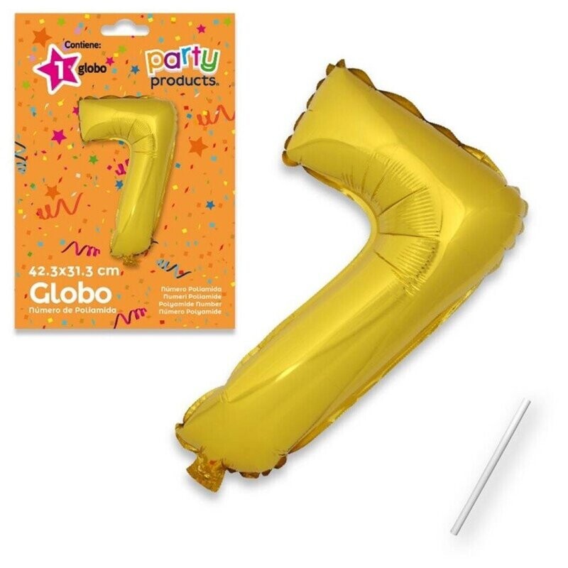Globo Nº7 poliamida metalizado color oro + tubito