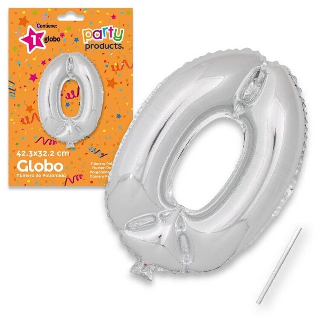 Globo Nº0 poliamida metalizado color plata + tubito