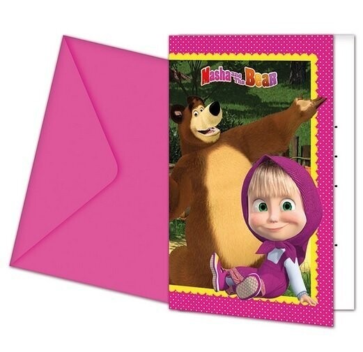 Pack 6 invitaciones Masha y el oso
