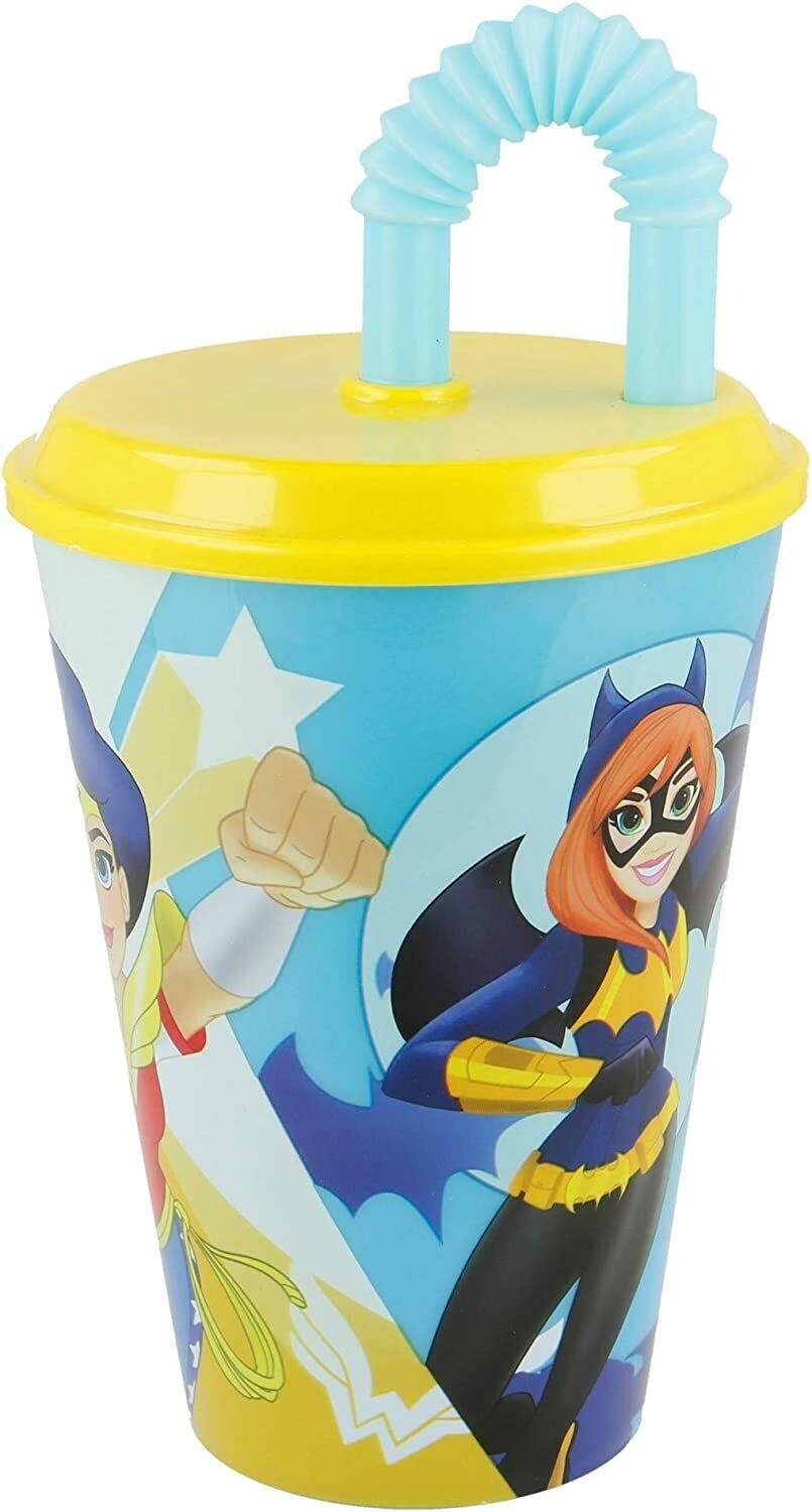 vaso  caña Superhero Girls,430ml, producto de plastico libre de BPA