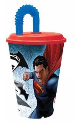 vaso caña batman vs superman, producto de plastico libre de BPA, 430ml
