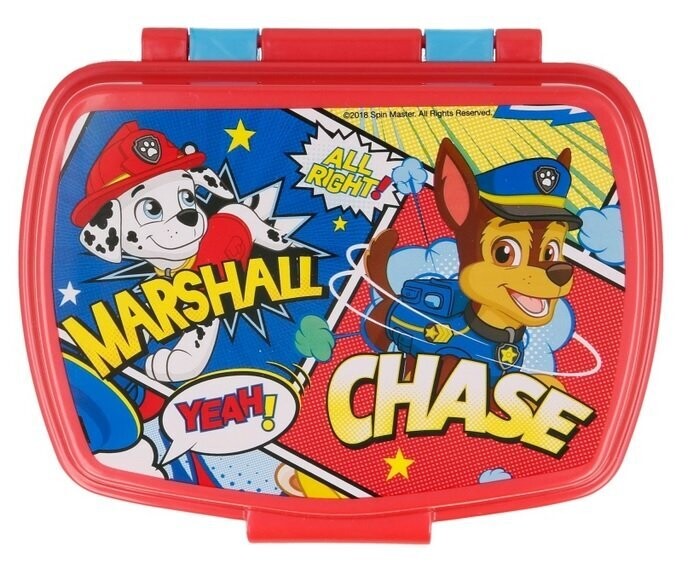 Sandwichera rectangular de la licencia oficial Patrulla Canina, producto de plástico resistente, ideal para llevar el almuerzo