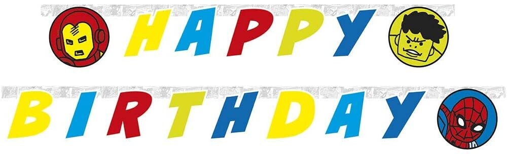 Guirnalda Happy Birthday Marvel Avengers, producto de carton