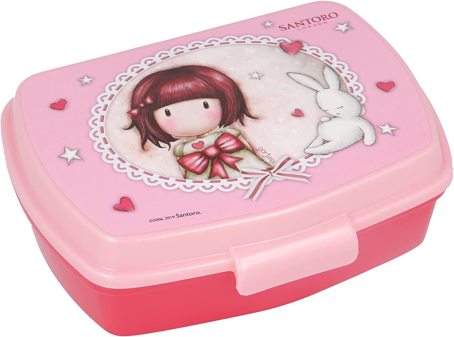 Sandwichera rectangular de la licencia oficial Gorjuss, producto de plástico resistente, ideal para llevar el almuerzo