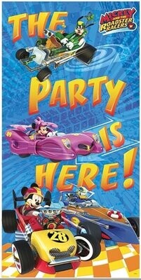 Pancarta Puerta la fiesta es aquí Mickey Mouse.