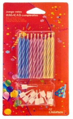 Pack 10 Velas mágicas, las que se vuelven a encender tras soplarlas, ideal para cumpleaños