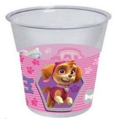 Pack de 8 vasos fiesta, de la licencia oficial patrulla canina, diseño skye, capacidad:  220ml