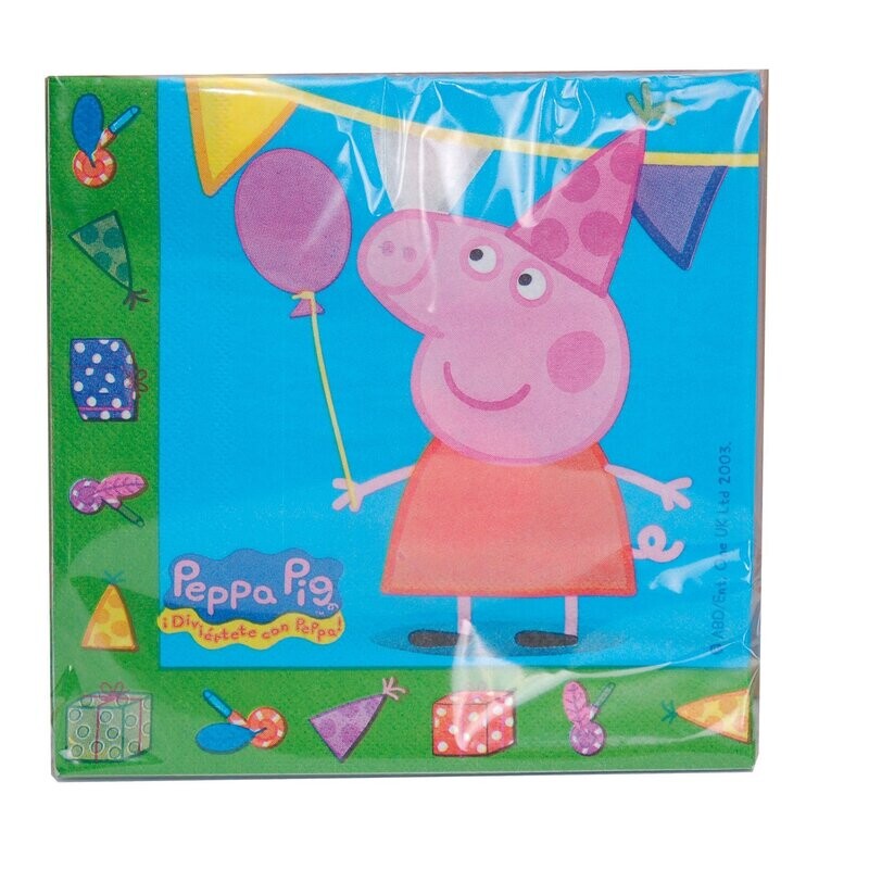 Pack de 20 servilletas de papel para fiestas de cumpleaños, doble hoja, diseño Peppa pig