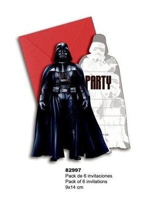 pack 6 invitaciones con sobre star wars Darth Vader
