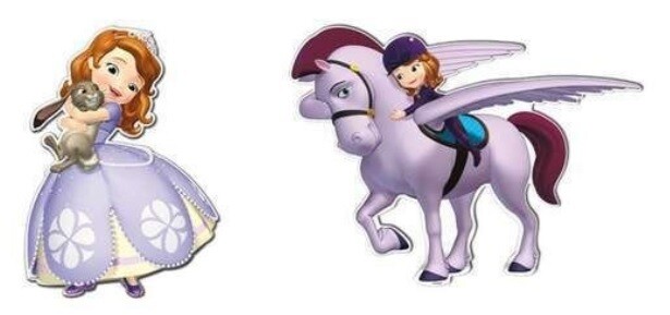 Pack 2 siluetas 30cm de la licencia oficial Princesa Sofia, producto de carton de alta calidad.