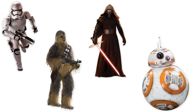 Pack 4 siluetas de carton de la licencia oficial Star Wars, altura de las siluetas aprox.30cm, impresion de alta calidad