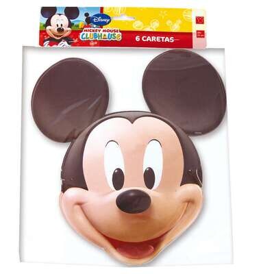 Pack 6 caretas Mickey Mouse, producto de cartón con bandas elasticas