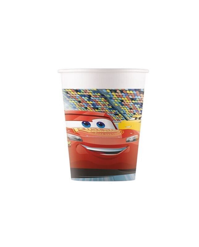 Pack de 8 vasos ideal para fiestas y cumpleaños de la licencia de Disney Cars