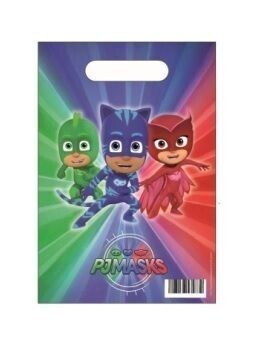 6 bolsas party bags Pj masks, 16x23cm, ideal para chuches