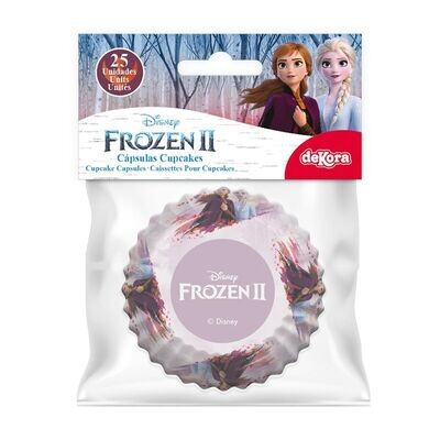 Blister 25 capsulas cupcakes Frozen II, producto de papel, apto para horno