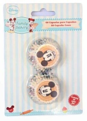 Set 60 MINI capsulas, para bombones o mini-cupcakes Mickey Mouse, producto de papel apto para horno.