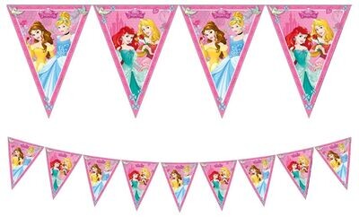 Lineal de Banderines licencia oficial de Disney Princesas, 9 banderines, longitud 2,3mt