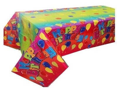 Mantel fiesta happy bday 180x120cm, producto de plastico, complemento ideal para fiestas de cumpleaños