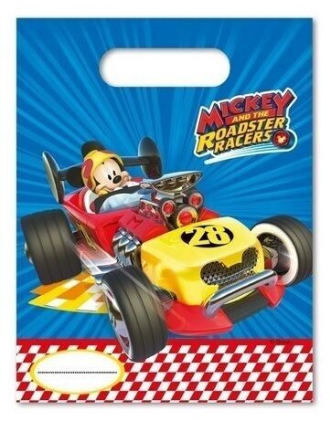 Pack 6 partybags de la licencia oficial Mickey, superpilotos, producto de plastico, dimensiones 16,5x23cms