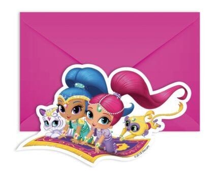 pack 6 invitaciones con sobre de la licencia Shimmer & Shine