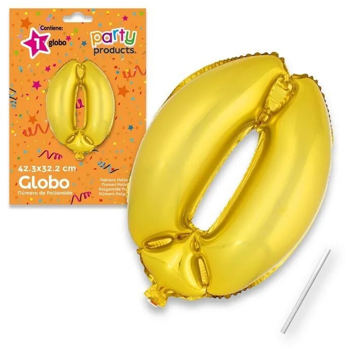 Globo Nº0 poliamida metalizado color oro + tubito