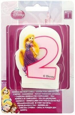 Vela cumpleaños número 2, licencia oficial disney Princesas, ideal para tarta de cumpleaños