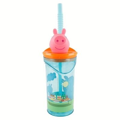 vaso con caña Figura 3D diseño Peppa Pig, producto de plástico libre de BPA, licencia oficial