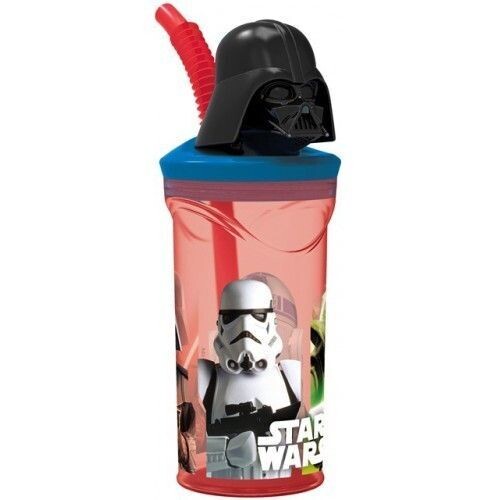 vaso con caña Figura 3D diseño Star Wars, Darth Vader, producto de plástico libre de BPA