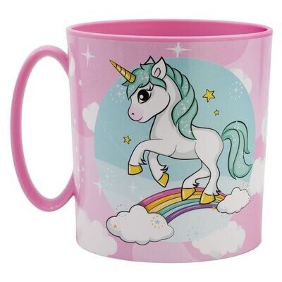 Taza de plástico Reutilizable Apta para microondas, diseño Unicornio range, 350 ml