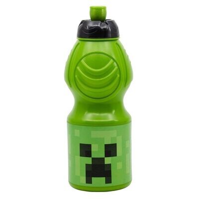 Botella de plástico reutilizable de la licencia oficial de Minecraft, libre BPA, 400ml