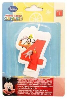 Vela cumpleaños número 4, licencia oficial disney Mickey Mouse, diseño Goofy, ideal para tarta de cumpleaños