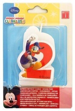 Vela cumpleaños número 2, licencia oficial disney Mickey Mouse, diseño Pato Donald, ideal para tarta de cumpleaños