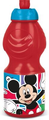 Botella de agua de plástico infantil con cierre anti goteo de 400 ml de Mickey Mouse