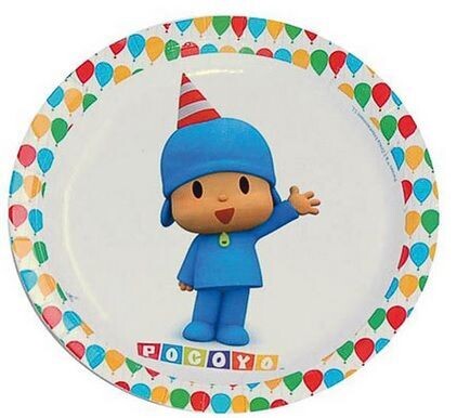 Pack 8 platos de cartón para fiesta, licencia oficial Pocoyo, ideal fiestas de cumpleaños, diametro:  18 cm.